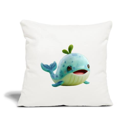 Playful Green-Blue Baby Whale - Throw Pillow Cover 17.5” x 17.5”