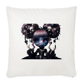 Cosmic Galaxy Gothic Doll – Dark Pastel Skull Art - Throw Pillow Cover 17.5” x 17.5” - natural white - Front