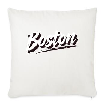 Stylish Boston Brushstroke Text Design - Throw Pillow Cover 17.5” x 17.5” - natural white - Front