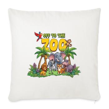 Off to the Zoo Adventure - Throw Pillow Cover 17.5” x 17.5” - natural white - Front