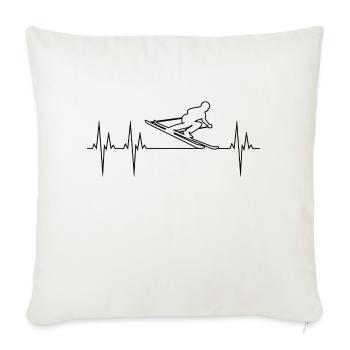 Alpine Downhill Skiing Heartbeat - Throw Pillow Cover 17.5” x 17.5” - natural white - Front