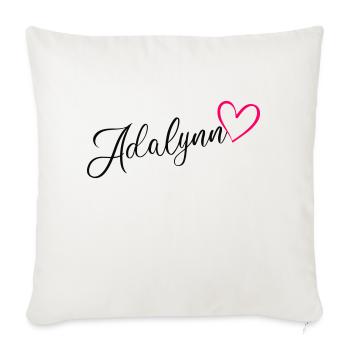 Adalynn Name Pink Heart - Throw Pillow Cover 17.5” x 17.5” - natural white - Front