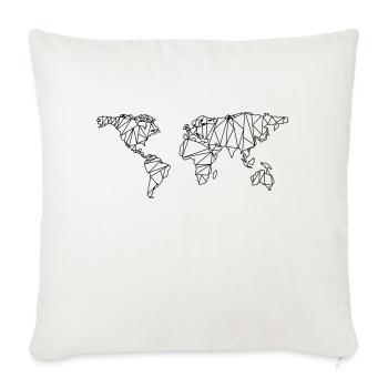 World Map - Throw Pillow Cover 17.5” x 17.5” - natural white - Front