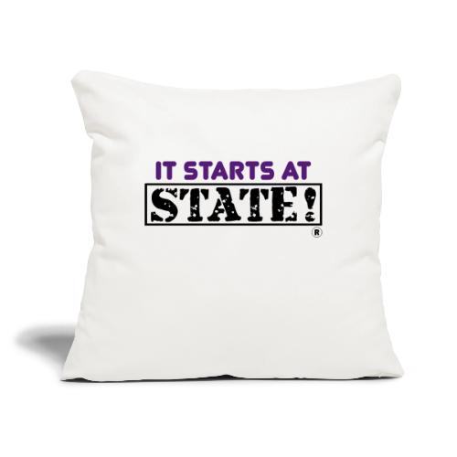 It Starts at STATE! - Purple Distressed Block - Throw Pillow Cover 17.5” x 17.5”