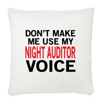 Night Auditor Voice - Throw Pillow Cover 17.5” x 17.5” - natural white - Front