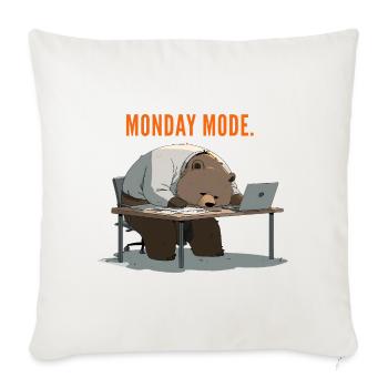 Tired bear slumped over a desk in full Monday Mode - Throw Pillow Cover 17.5” x 17.5” - natural white - Front