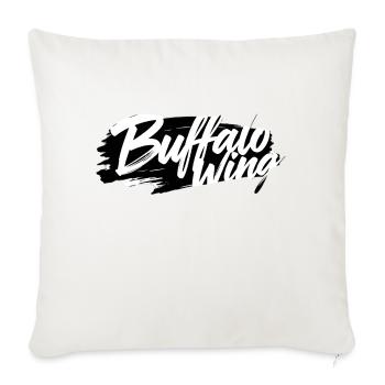 Buffalo wing text Design with Bold Brushstroke - Throw Pillow Cover 17.5” x 17.5” - natural white - Front