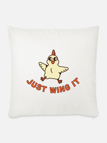 Just wing it - Throw Pillow Cover 17.5” x 17.5” - natural white
