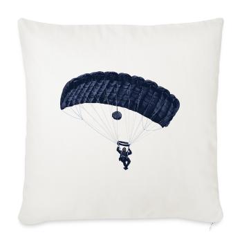 Blue Parachute Skydiver - Throw Pillow Cover 17.5” x 17.5” - natural white - Front