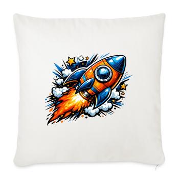 Cartoon Rocket Burst - Throw Pillow Cover 17.5” x 17.5” - natural white - Front