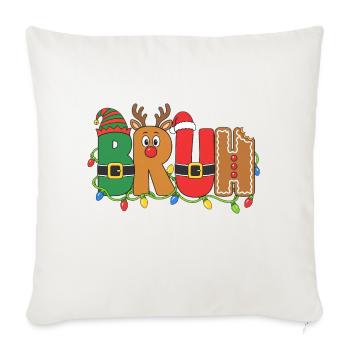 Bruh Santa Reindeer Elf Gingerbread Christmas Boys - Throw Pillow Cover 17.5” x 17.5” - natural white - Front