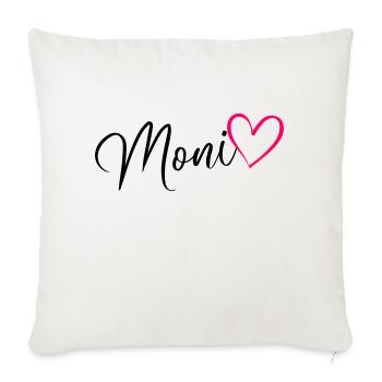 Moni Name Pink Heart - Throw Pillow Cover 17.5” x 17.5” - natural white - Front