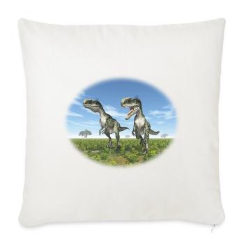 Monolophosaurus in a Prehistoric Landscape - Throw Pillow Cover 17.5” x 17.5” - natural white - Front