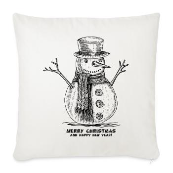 Snowman Merry Christmas - Throw Pillow Cover 17.5” x 17.5” - natural white - Front
