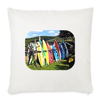 Cooperstown NY - Kayaks and Paddleboards - Throw Pillow Cover 17.5” x 17.5” - natural white - Front