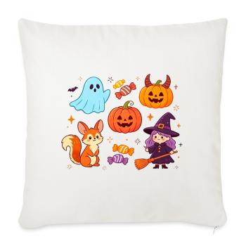 Cute Halloween Family – Spooky & Sweet - Throw Pillow Cover 17.5” x 17.5” - natural white - Front