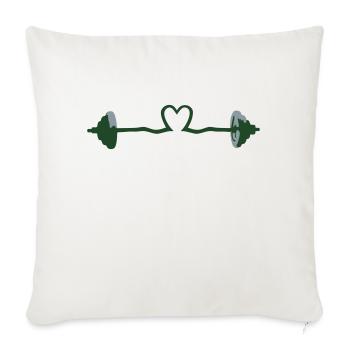 weightlifting - barbell and heart - Throw Pillow Cover 17.5” x 17.5” - natural white - Front