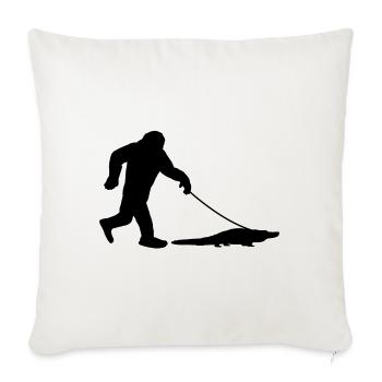 Bigfoot Walking Alligator - Throw Pillow Cover 17.5” x 17.5” - natural white - Front