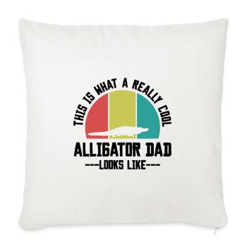 Retro Alligator Dad Silhouette - Throw Pillow Cover 17.5” x 17.5” - natural white - Front