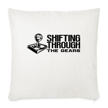 SHIFTING THROUGH THE GEARS - Throw Pillow Cover 17.5” x 17.5” - natural white - Front