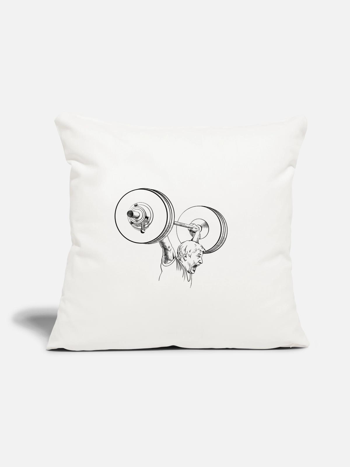 Weightlifting - Throw Pillow Cover 17.5” x 17.5” - natural white - Front