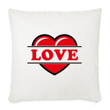 Heart / Love (Present / Gift / Red 2C) - Throw Pillow Cover 17.5” x 17.5” - natural white - Front