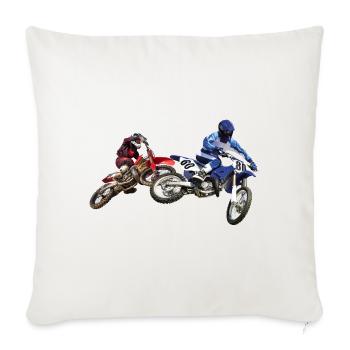 Motocross - Throw Pillow Cover 17.5” x 17.5” - natural white - Front