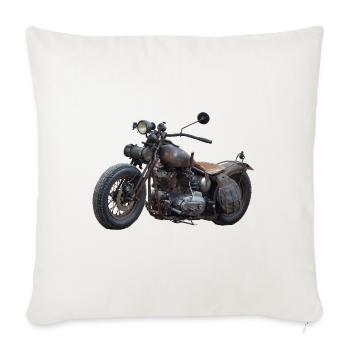 Rustic Vintage Motorcycle - Throw Pillow Cover 17.5” x 17.5” - natural white - Front