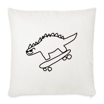 Dino Skateboarding - Throw Pillow Cover 17.5” x 17.5” - natural white - Front