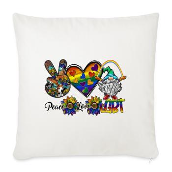 Peace Love LGBT - Throw Pillow Cover 17.5” x 17.5” - natural white - Front