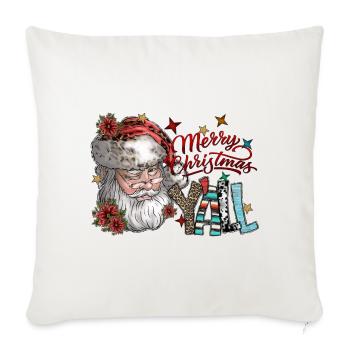 Merry Christmas Yall - Throw Pillow Cover 17.5” x 17.5” - natural white - Front