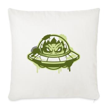Alien Ufo Graffiti Logo - Throw Pillow Cover 17.5” x 17.5” - natural white - Front