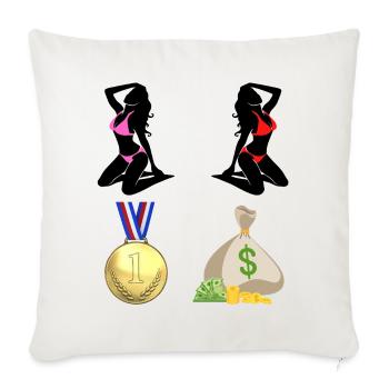 WOMEN WINNING WEALTH - Throw Pillow Cover 17.5” x 17.5” - natural white - Front