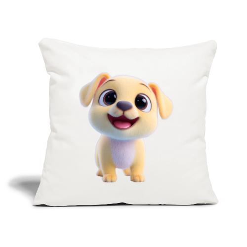 Playful 3D Baby Puppy Looking Up - Throw Pillow Cover 17.5” x 17.5”