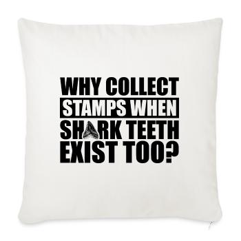 Collecting shark teeth - Throw Pillow Cover 17.5” x 17.5” - natural white - Front