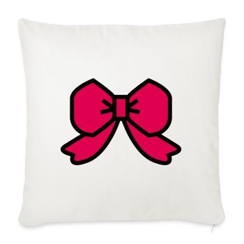red ribbon bow - Throw Pillow Cover 17.5” x 17.5” - natural white - Front