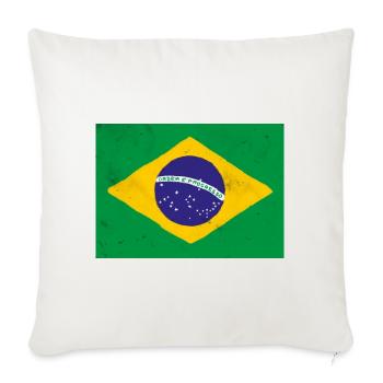 Brazil Flag Rustic Emblem - Throw Pillow Cover 17.5” x 17.5” - natural white - Front