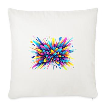 Vivid Rainbow Burst Floral - Throw Pillow Cover 17.5” x 17.5” - natural white - Front
