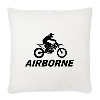 Airborne Moto Silhouette - Throw Pillow Cover 17.5” x 17.5” - natural white - Front