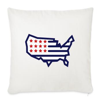 USA Flag - Throw Pillow Cover 17.5” x 17.5” - natural white - Front