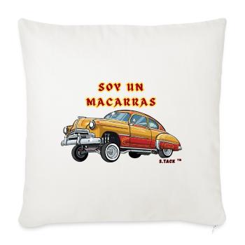 Vintage Hot Rod SOY UN MACARRAS - Throw Pillow Cover 17.5” x 17.5” - natural white - Front