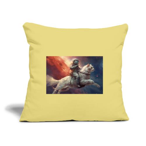 Astronaut Rides Space Cat - Throw Pillow Cover 17.5” x 17.5”
