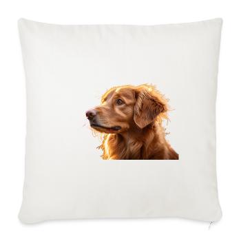 Warm Golden Retriever Silhouette Art - Throw Pillow Cover 17.5” x 17.5” - natural white - Front