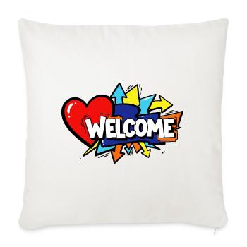 Welcome Graffiti Burst - Throw Pillow Cover 17.5” x 17.5” - natural white - Front