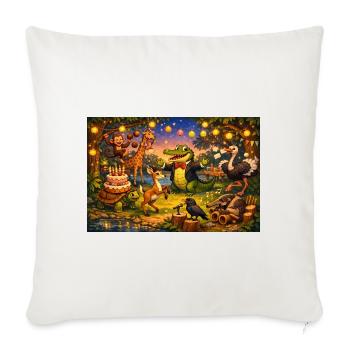 Zoo birthday party theme - Throw Pillow Cover 17.5” x 17.5” - natural white - Front