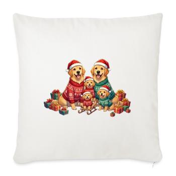 Golden Retriever Family Christmas Sweater Art - Throw Pillow Cover 17.5” x 17.5” - natural white - Front