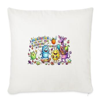 Imagination Playground Monsters - Throw Pillow Cover 17.5” x 17.5” - natural white - Front