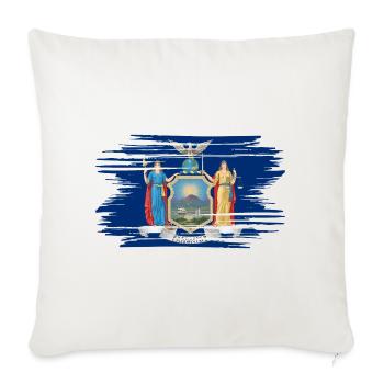 Distressed New York Flag NY - Throw Pillow Cover 17.5” x 17.5” - natural white - Front