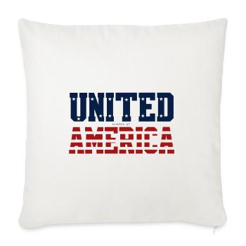 United States Flag Split Typography - Throw Pillow Cover 17.5” x 17.5” - natural white - Front