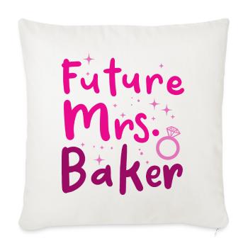 Mrs Baker - Throw Pillow Cover 17.5” x 17.5” - natural white - Front